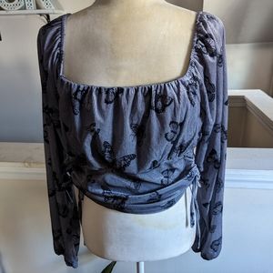 NWT Lavender Moon Butterfly Print Crop Top Size XL